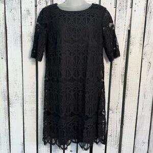 Ronni Nicole Lace Little Black Dress Size 8 Short Sleeve Goth Glam Holiday Event